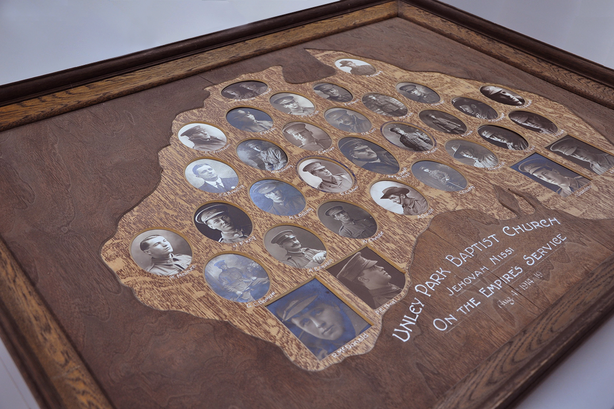 WW1 Honour Board before conservation treatment
