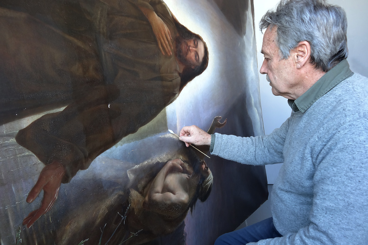 Conservator removing ingrained grime