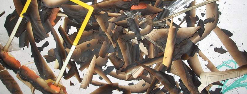 Paper which has been fire damaged