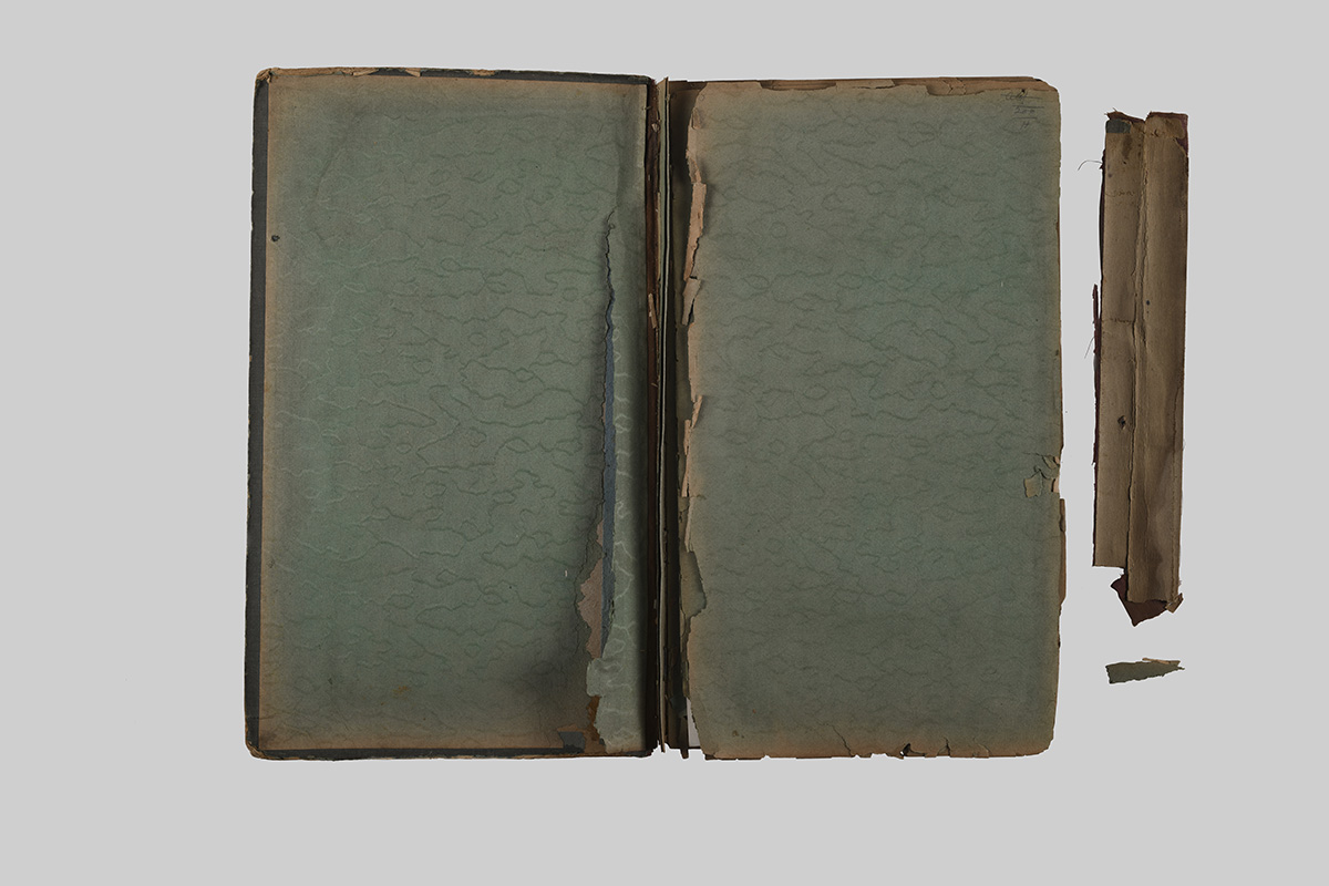 Damaged end covers on postcard album
