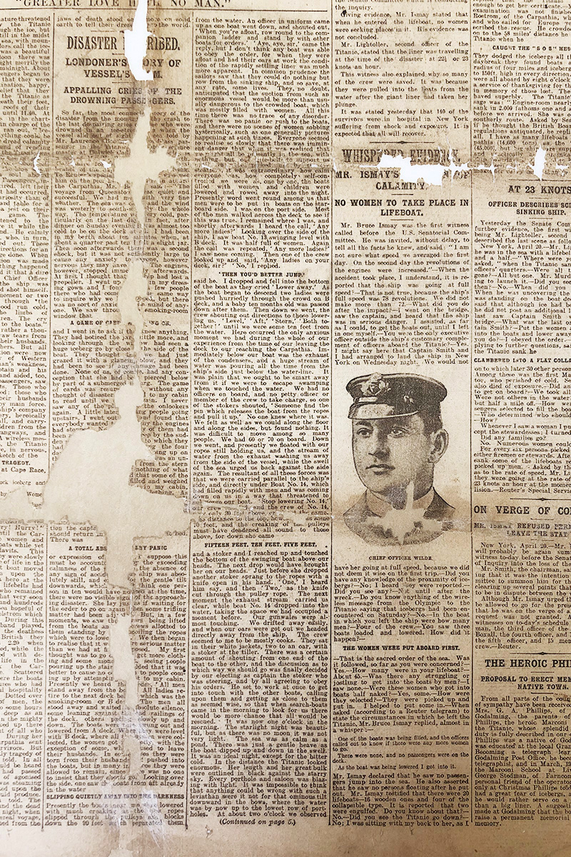 Detail of infilling losses in newspaper clipping