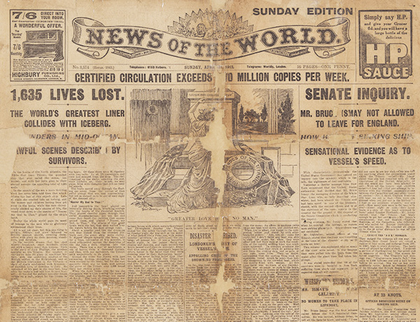 Detail of newspaper after treatment